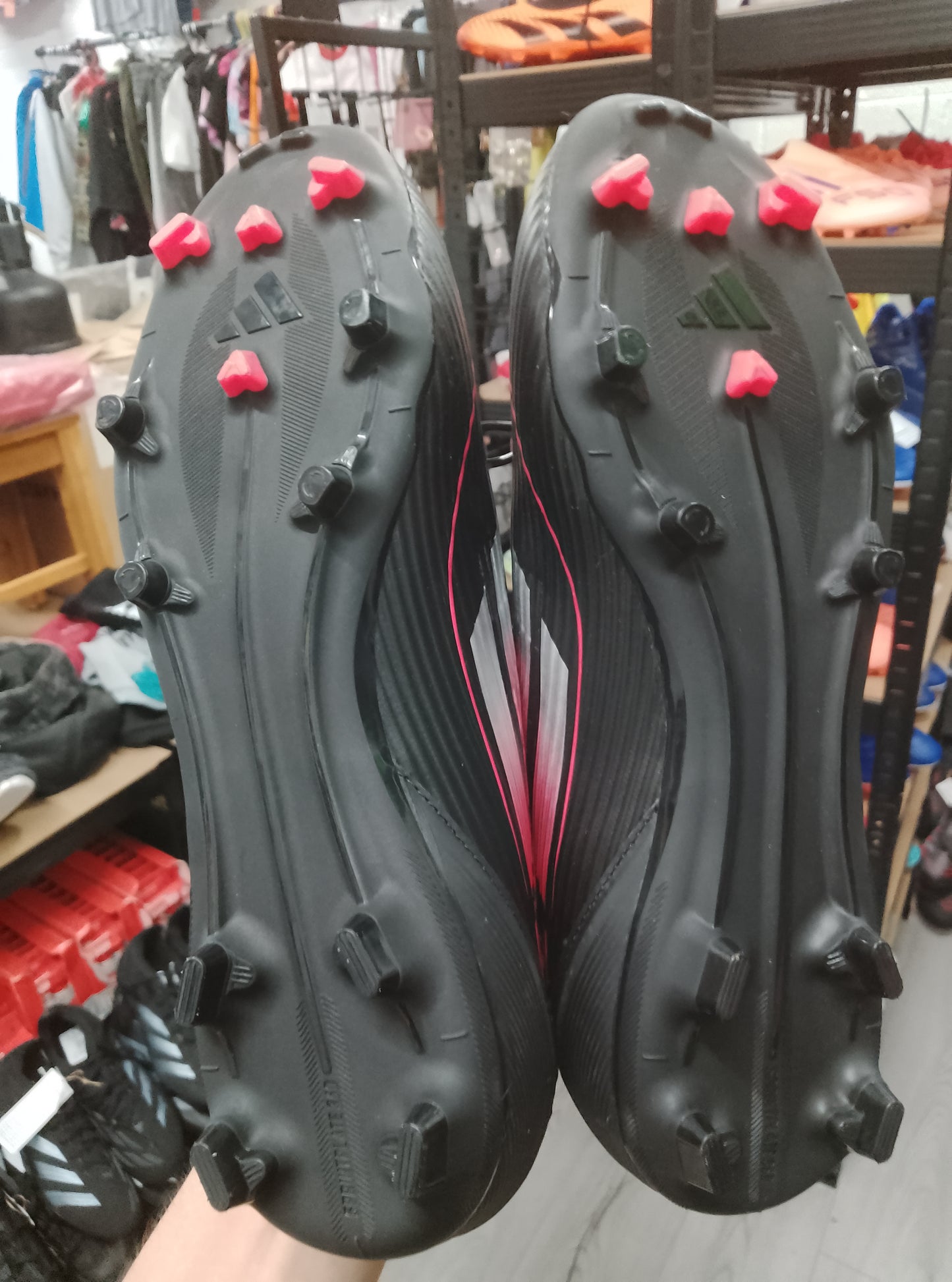 Adidas F50 League FG/MH Mid Black and Red Football Boots Size 8