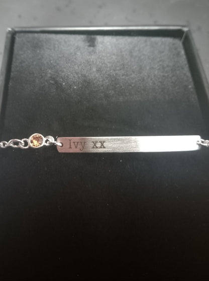 Citrine Personalised Name Bracelet - Ivy