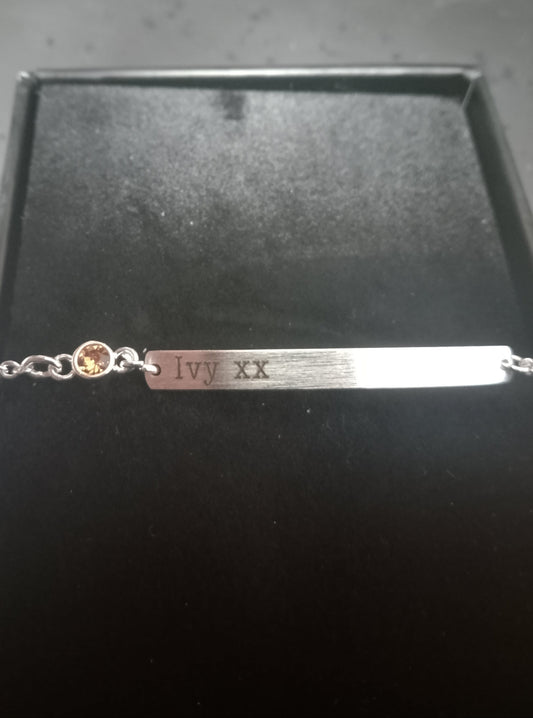 Citrine Personalised Name Bracelet - Ivy