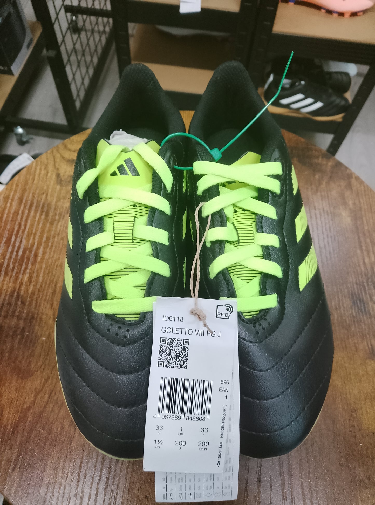 Adidas Goletto VIII Black/Green Firm Ground Junior Football Boots
