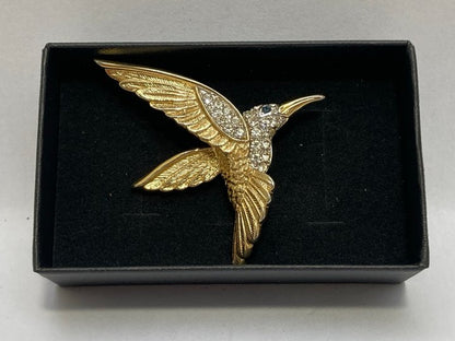 Gold Colored Hummingbird Brooch