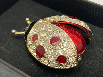 Gold Colored Enamelled Ladybird Brooch