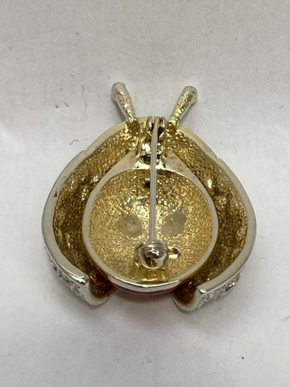Gold Colored Enamelled Ladybird Brooch