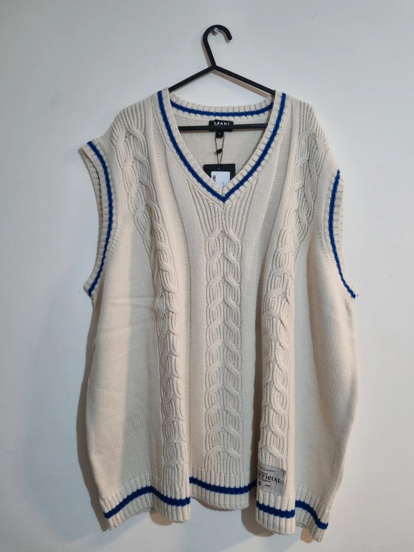 MENS EXTRA LARGE CREAM BOOHOOMAN SWEATER/VEST