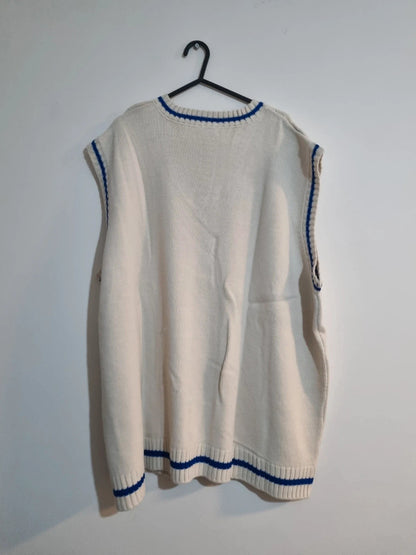 MENS EXTRA LARGE CREAM BOOHOOMAN SWEATER/VEST
