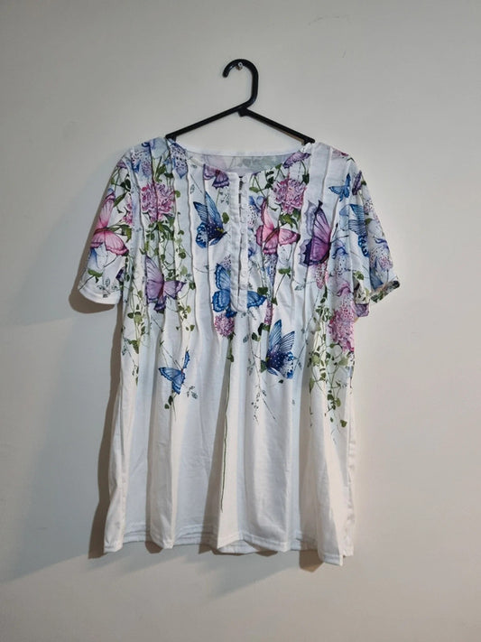 LARGE WHITE BUTTERFLY BLOUSE