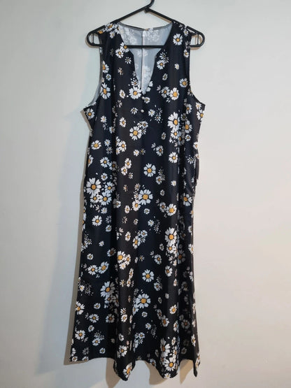 2XL BLACK/DAISY SUMMER DRESS
