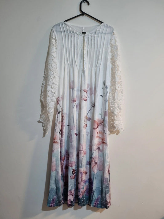 3XL WHITE/ PANSIE SUMMER DRESS