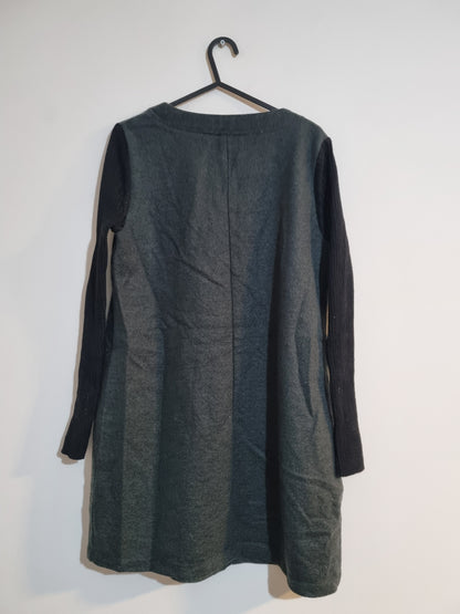 Medium Women's Dark Green/Black Sleeve Thermal Mini Dress