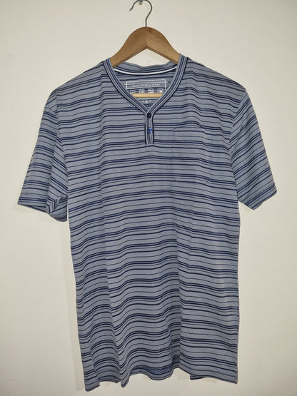 Men's Large Grey/Blue Striped T-Shirt