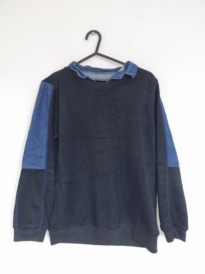 Adult Small Blue/Denim Patch Sweater