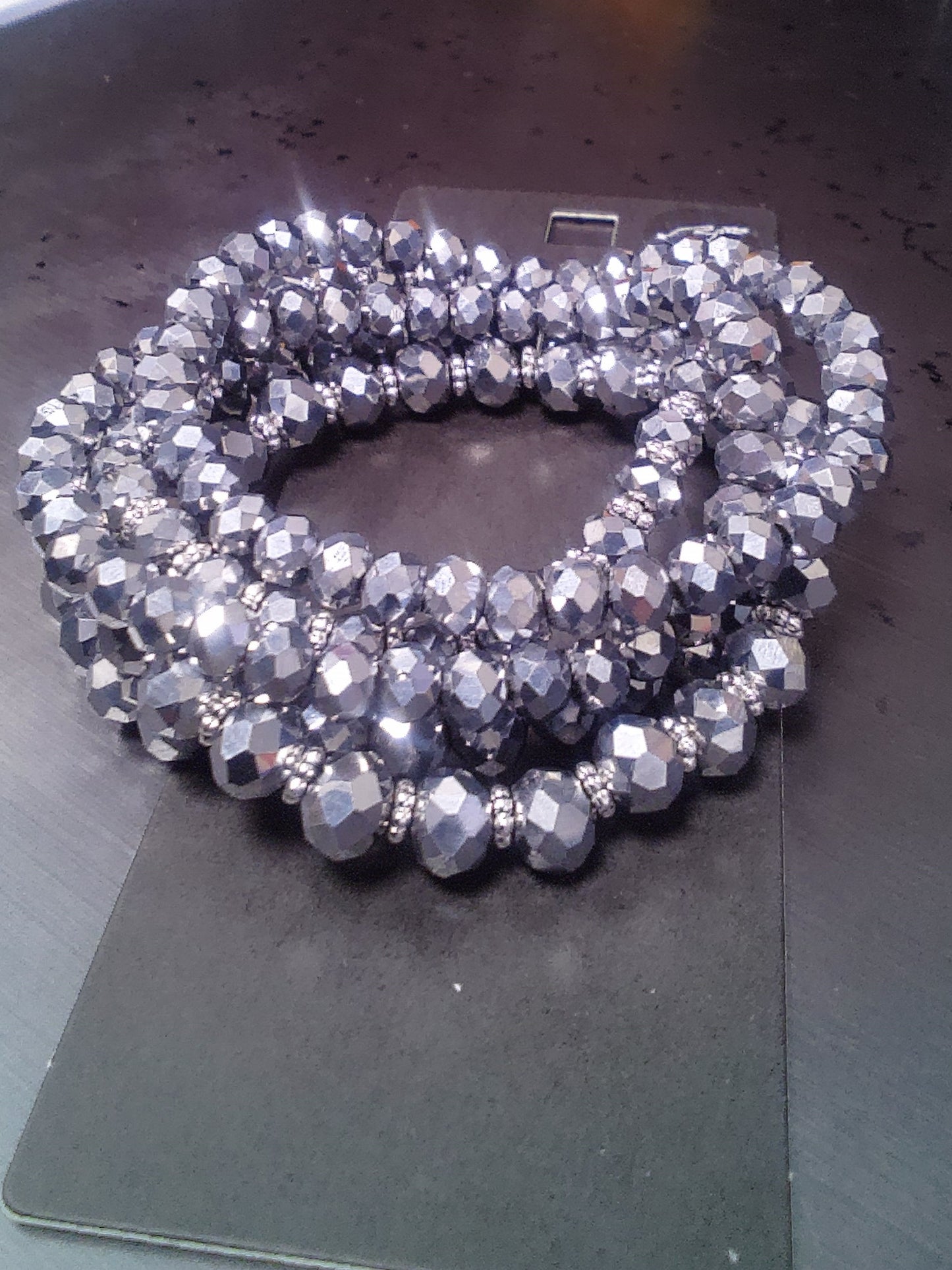Silver Colored Crystal Bracelet Set