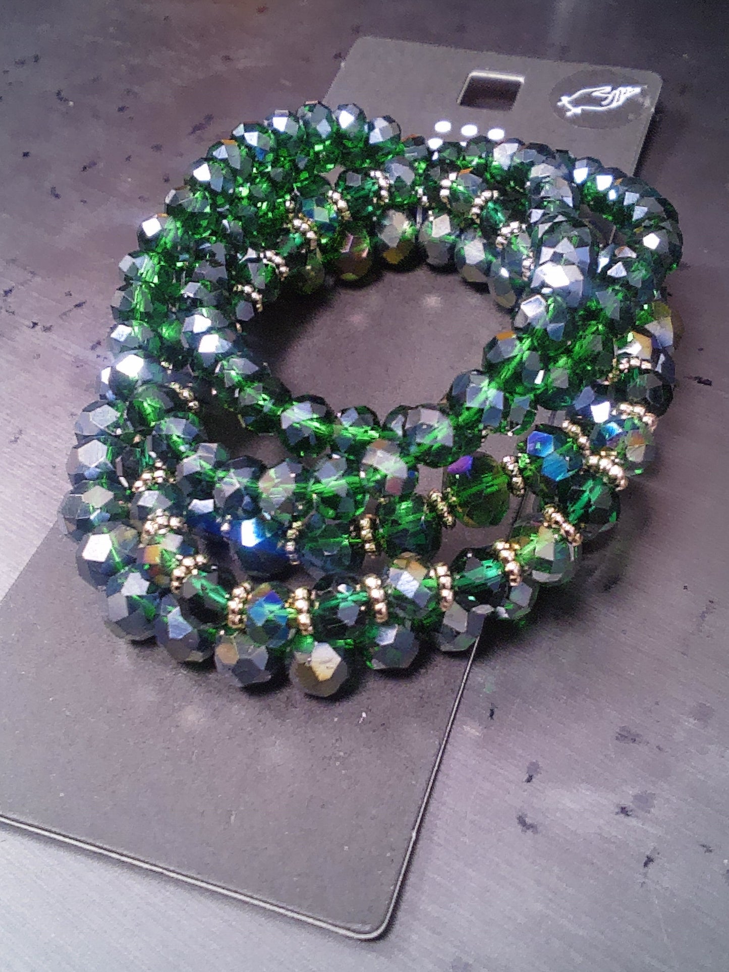 Emerald Colored Crystal Bracelet Set