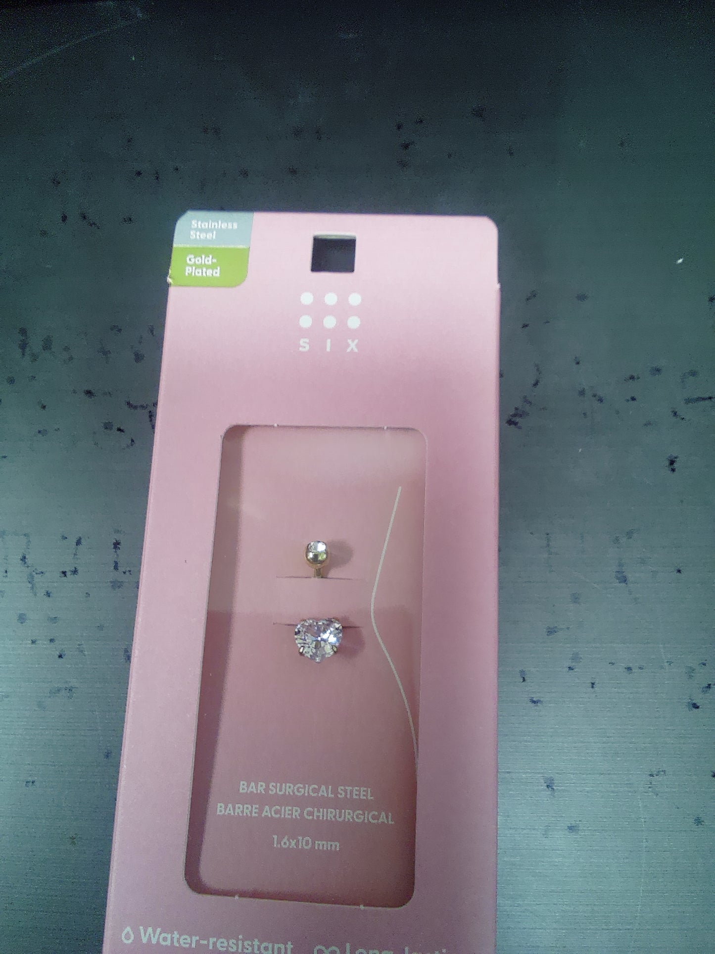 Crystal Heart Gold Plated Belly Bar