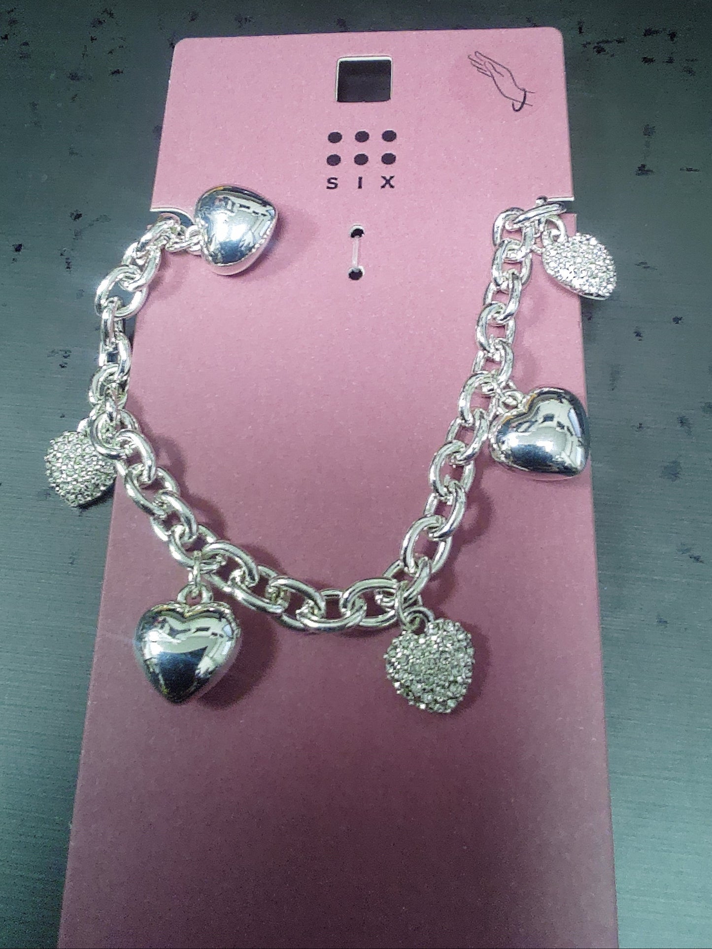 Silver Colored Heart Charm Bracelet