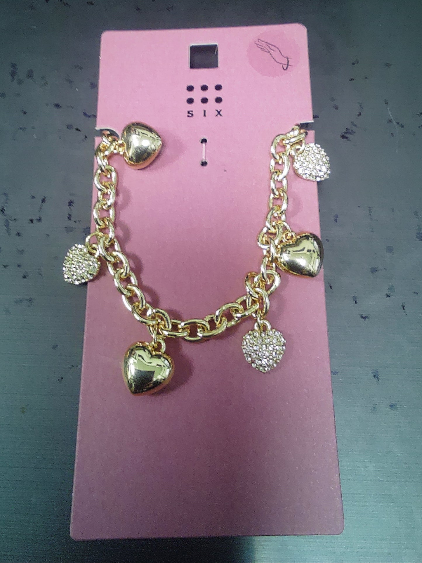 Gold Colored Heart Charm Bracelet