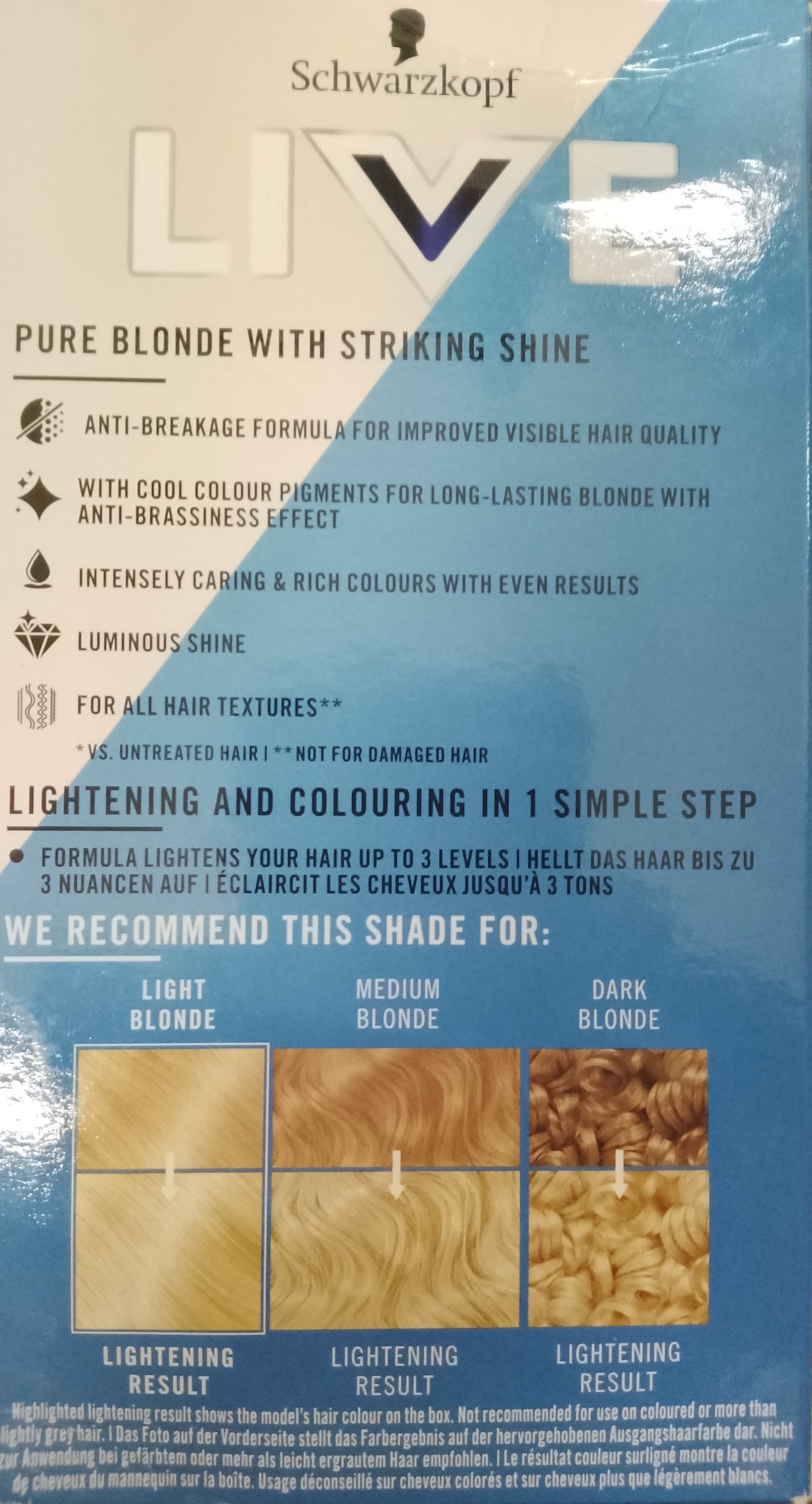 SCHWARZKOPF LIVE INTENSE COLOUR PEARL BLONDE PERMANENT HAIR DYE
