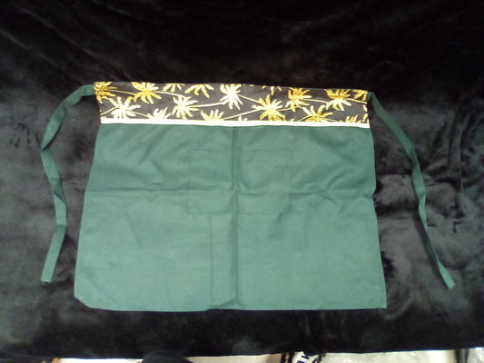 ADULT'S LARGE GREEN APRON WITH GOLD PALM TREE'S