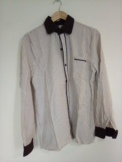 MENS CREAM SHIRT WITH STRIPES