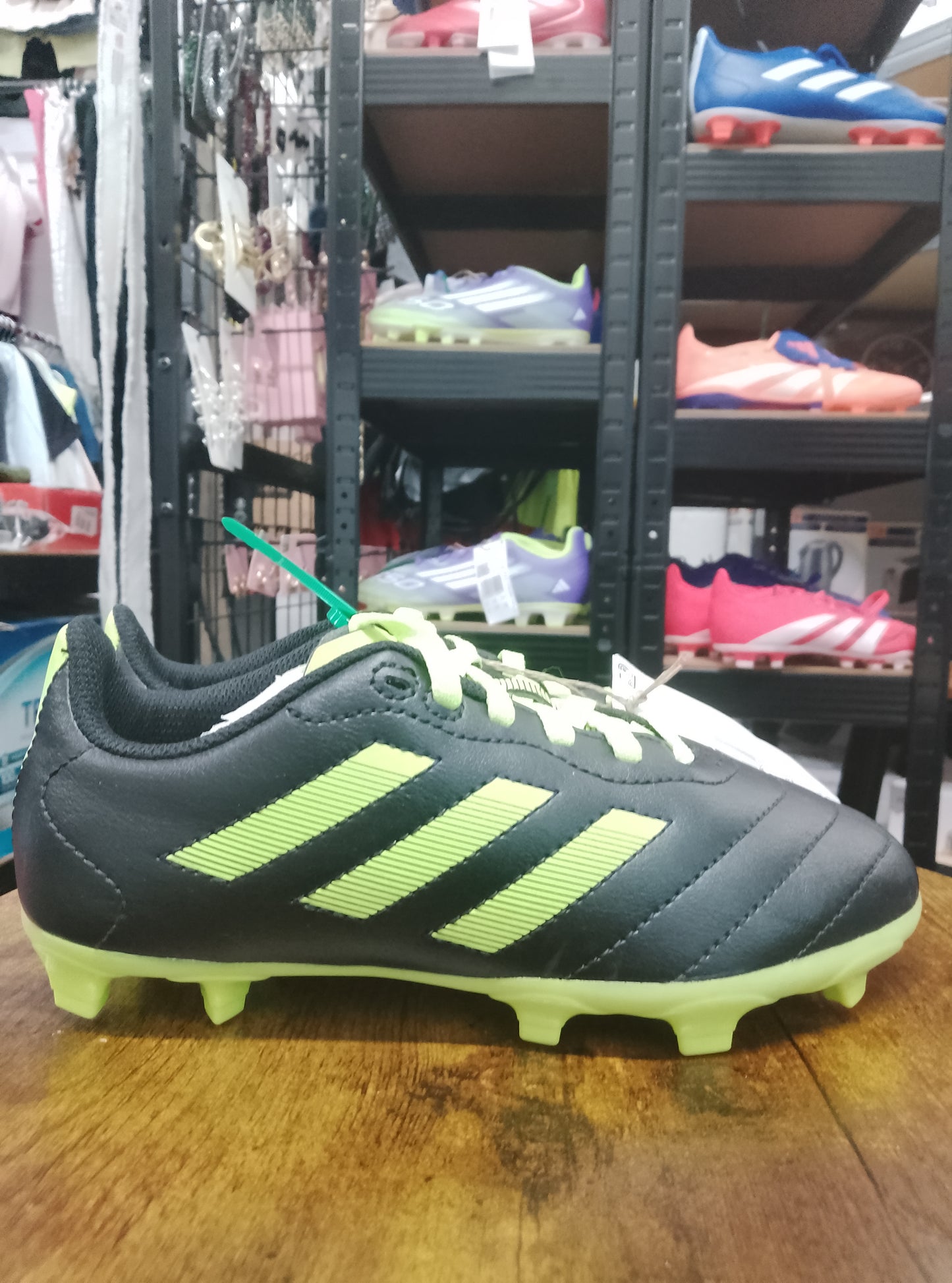 Adidas Goletto VIII Black/Green Firm Ground Junior Football Boots