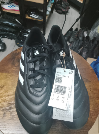 Adidas Black/White Goletto VIII FG Football Shoes Size 6