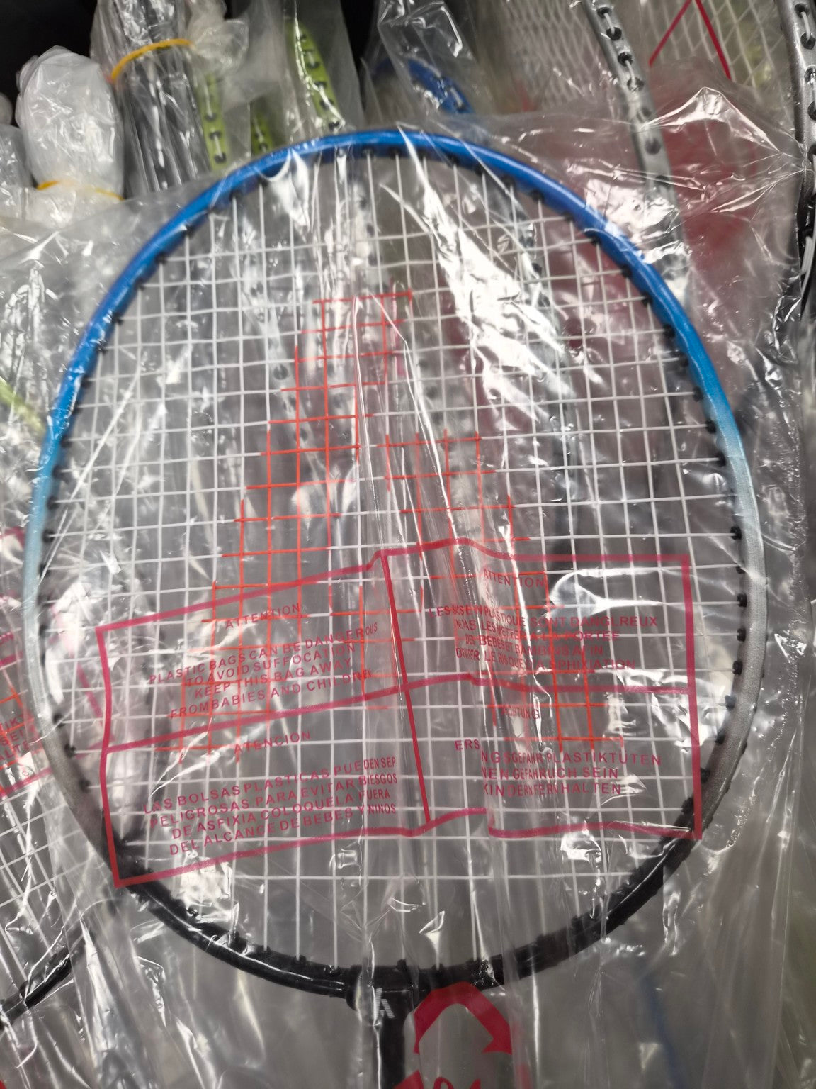 Blue Ashaway A-200 badminton racket head, factory wrapped