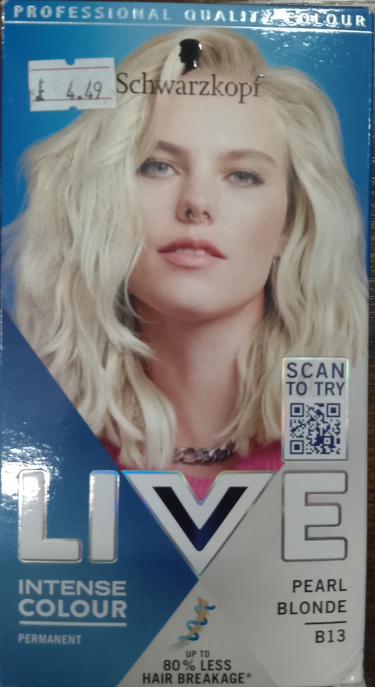 SCHWARZKOPF LIVE INTENSE COLOUR PEARL BLONDE PERMANENT HAIR DYE