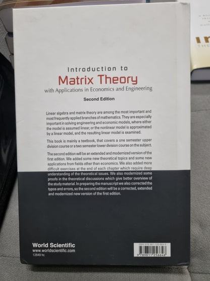 INTRODUCING MATRIX THEORY WITH APPLICATIONS IN ECONOMICS AND ENGINEERING - SECOND EDITION - series on concrete and applicable mathmatics vol 23