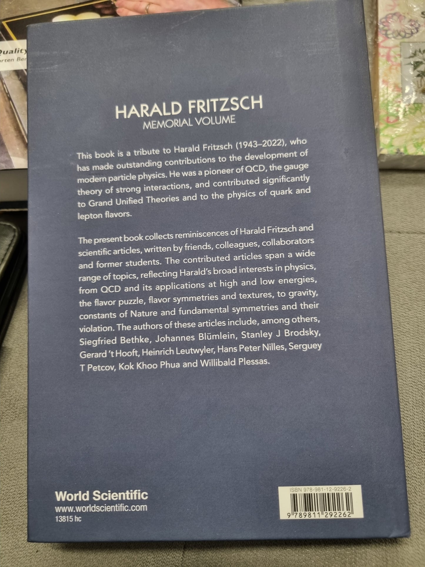 HARALD FRITZSCH - MEMORIAL VOLUME - edited by gerhard buchalla, dieter lust, zhi-zhong xing