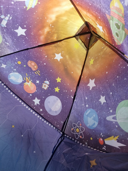 Inside roof of Willingheart children's space-themed play tent